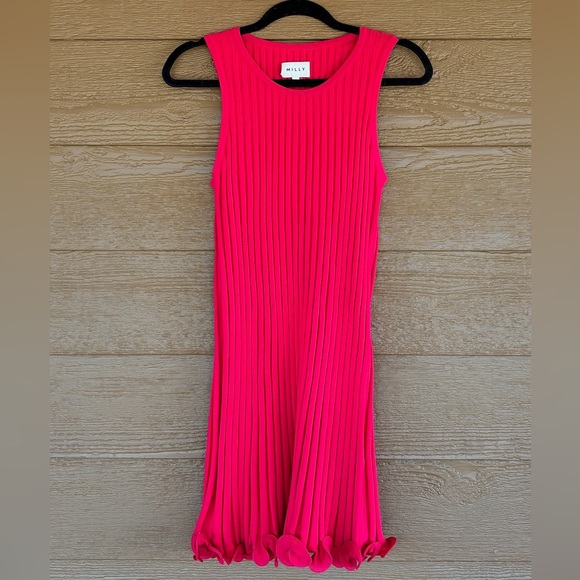 Milly Dresses & Skirts - Milly Vibrant Fuchsia Sleeveless Pleated Dress NWOT Sz M